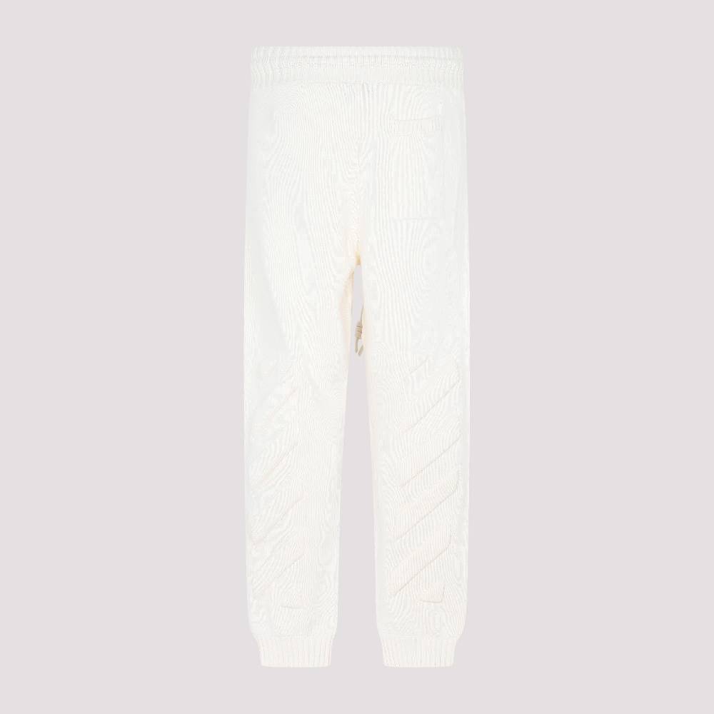 OFF-WHITE  Pantaloni Maglia Diag in Cotone Beige Off-White Vendite Flash