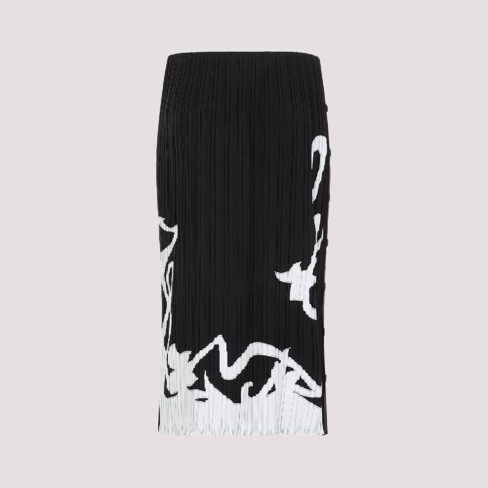 LANVIN  Gonna Midi Piegata Nera LANVIN con Motivo Geometrico Moda