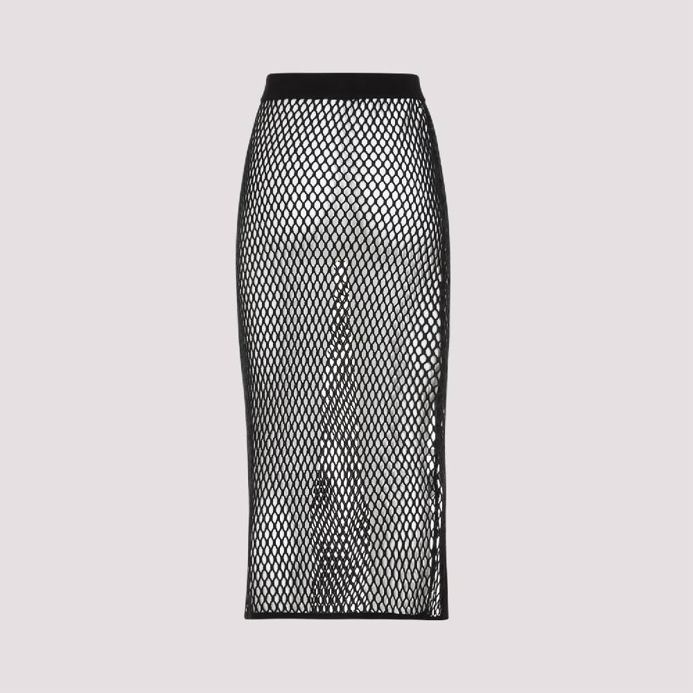 OFF-WHITE  Gonna Midi Nera in Cotone con Logo OFF-WHITE Italia