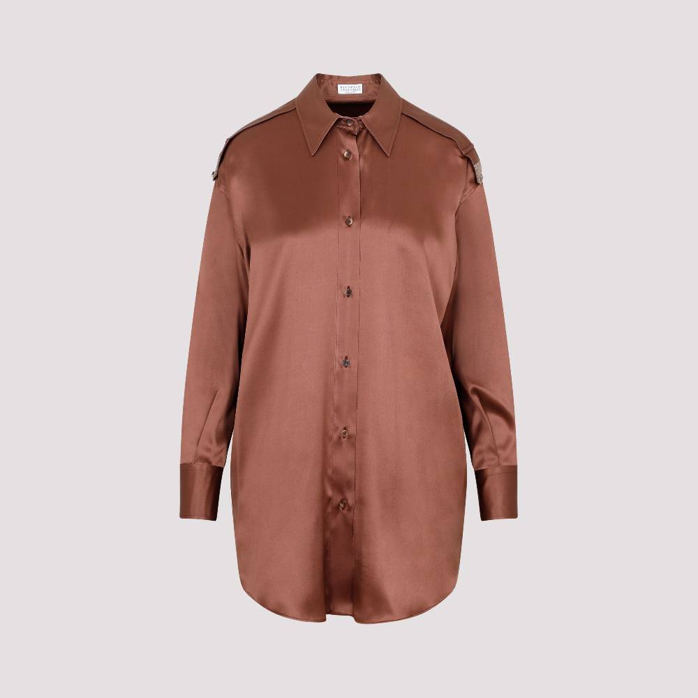 BRUNELLO CUCINELLI  Camicia Marrone in Seta Brunello Cucinelli da Donna Qualità