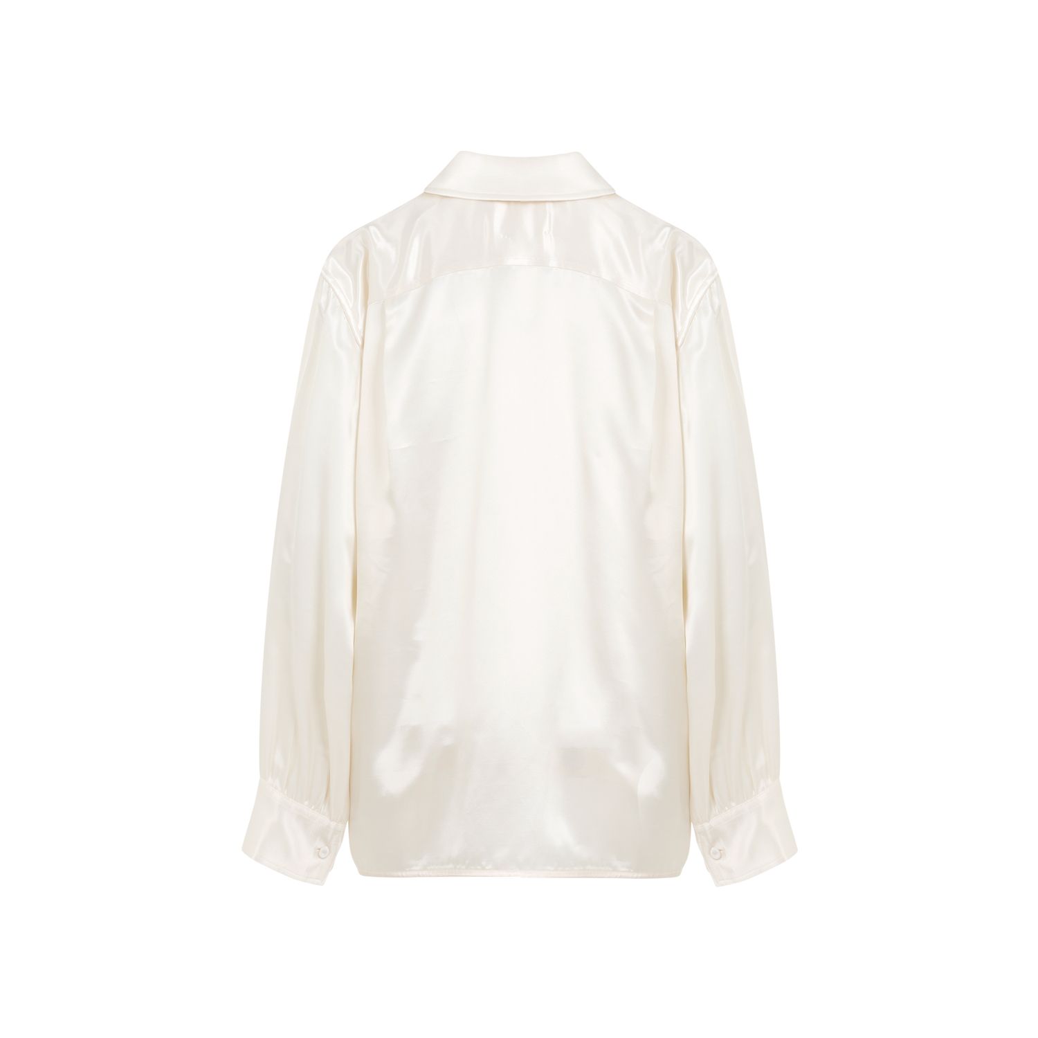 JIL SANDER  Camicia Satinata Beige Jil Sander in Viscosa con Bottoni Argento Promozione