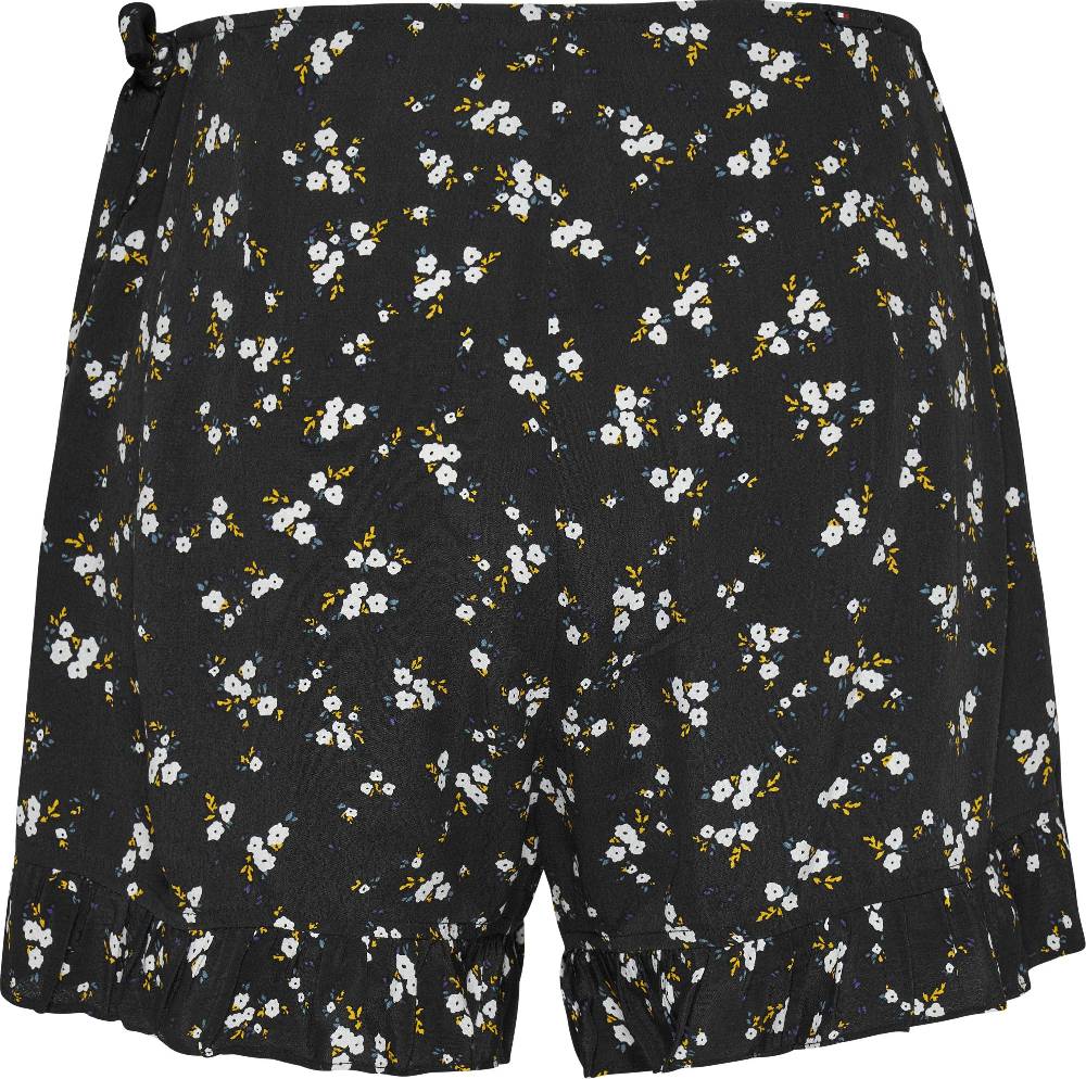 TOMMY JEANS  Shorts Avvolgenti Neri a Fiori Tommy Jeans con Volant Vendita