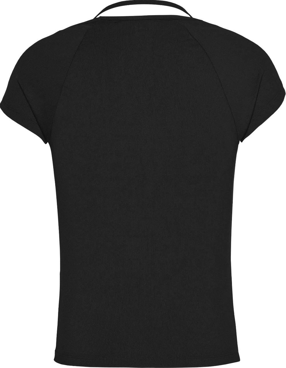 TOMMY JEANS  T-Shirt Nera Tommy Jeans Slim con Scollo a Halter Qualità Garantita