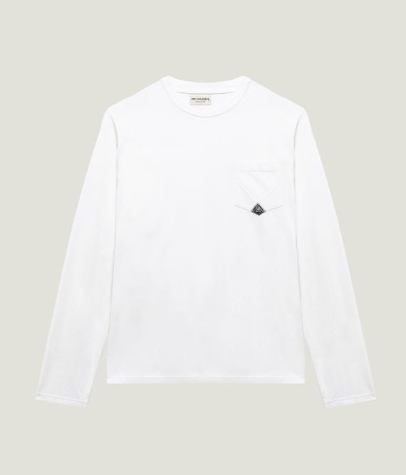 ROY ROGER'S  T-shirt Bianca in Cotone Roy Roger's con Tasca Consegna Veloce