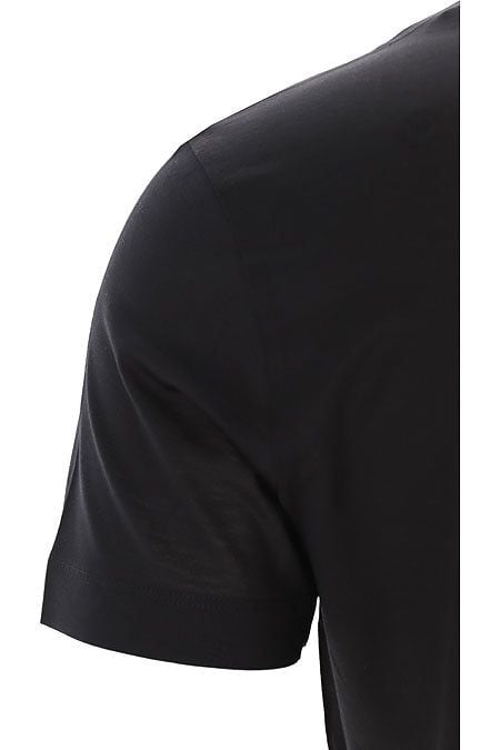 EMPORIO ARMANI  T-Shirt Uomo Emporio Armani in Lyocell e Cotone Nero Saldi Di Fabbrica
