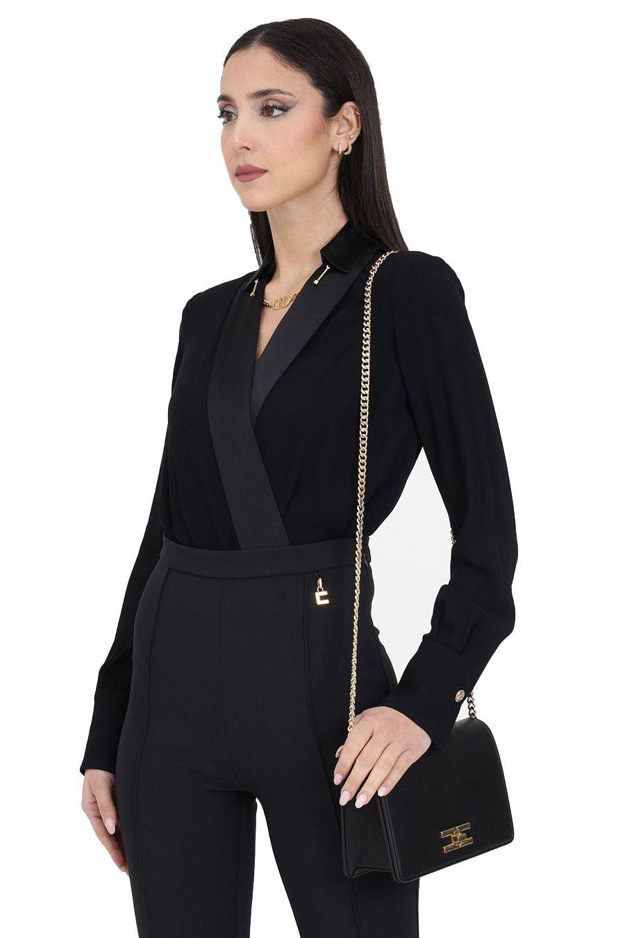 ELISABETTA FRANCHI  Camicia Nera in Viscosa Elisabetta Franchi Donna Negozio