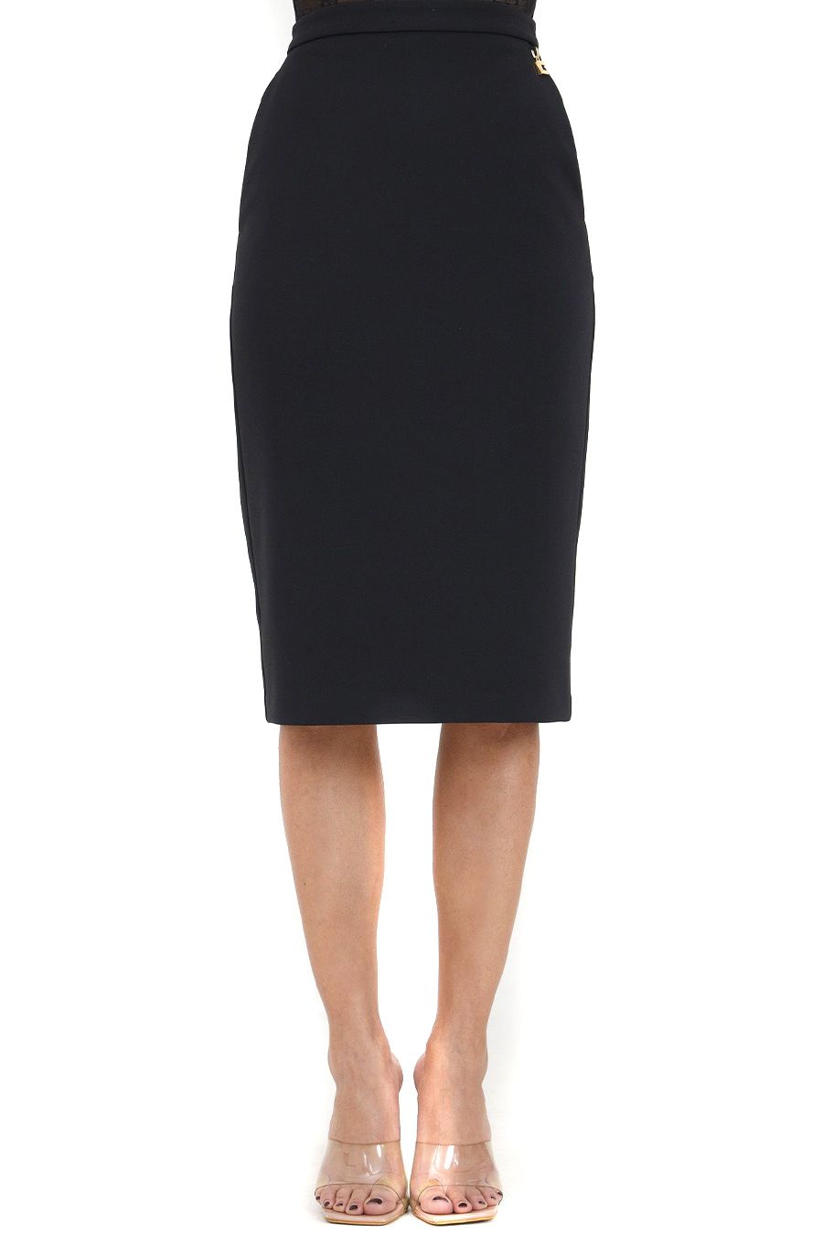 ELISABETTA FRANCHI  Gonna Nera in Poliestere Elisabetta Franchi da Donna Offerte