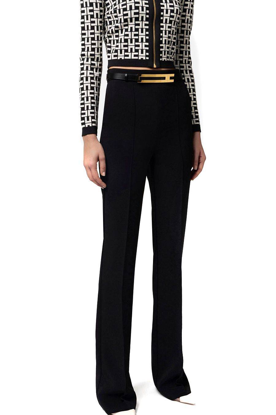 ELISABETTA FRANCHI  Pantaloni Neri Elisabetta Franchi in Tessuto Misto Vendita Economica