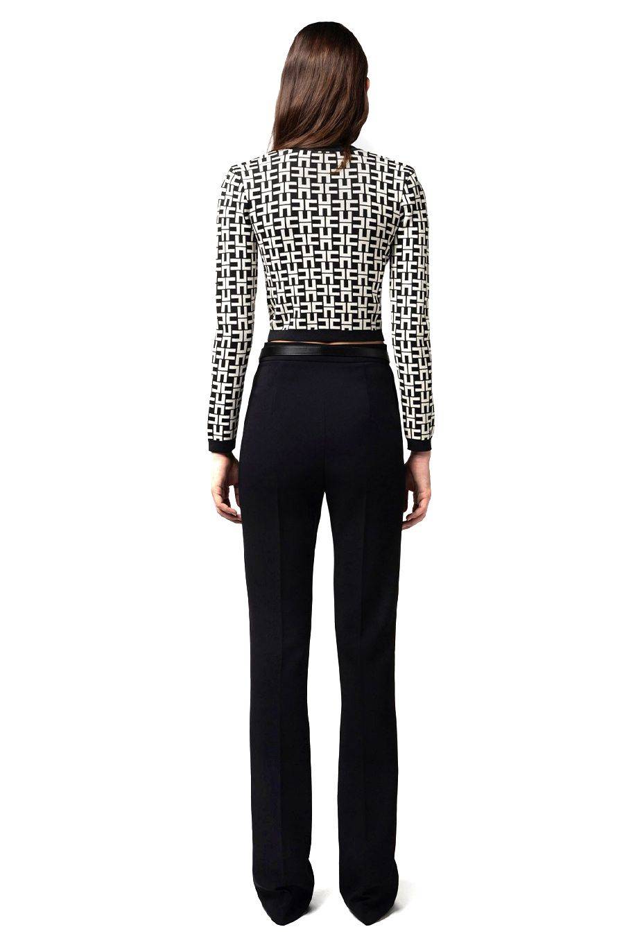 ELISABETTA FRANCHI  Pantaloni Neri Elisabetta Franchi in Tessuto Misto Vendita Economica