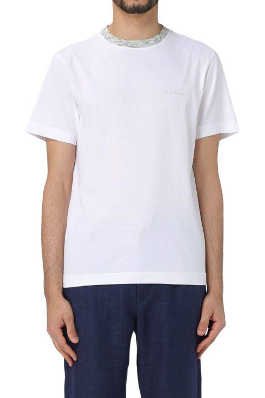 MISSONI  T-Shirt Bianca in Cotone Missoni Uomo UC22SL01-BJ0002-AS01BF Saldi Di Fabbrica