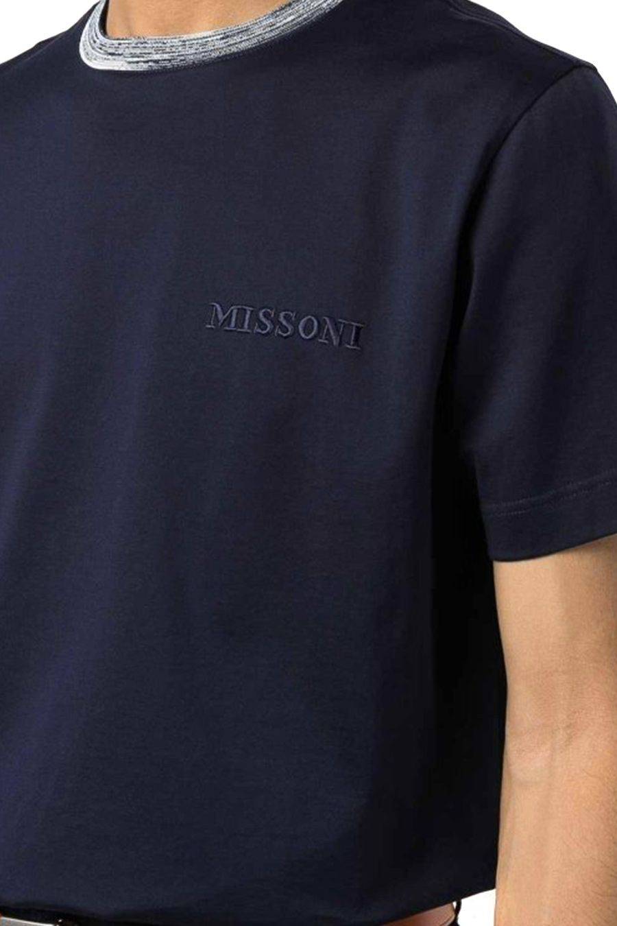 MISSONI  Polo di Cotone Blu Scuro Uomo Missoni UC22SL01-BJ0002-AS70WR Italy