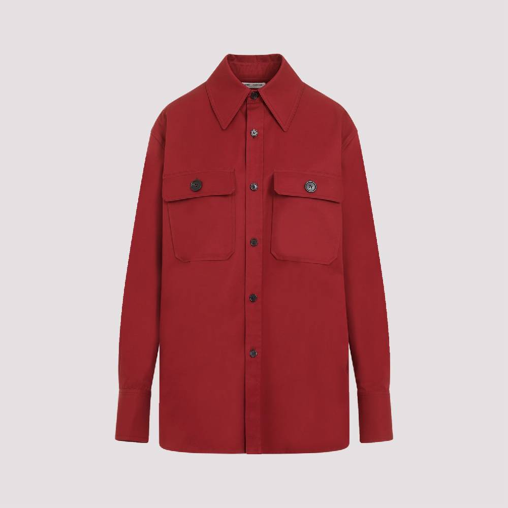 SAINT LAURENT  Camicia Rossa di Cotone Saint Laurent Donna In Linea
