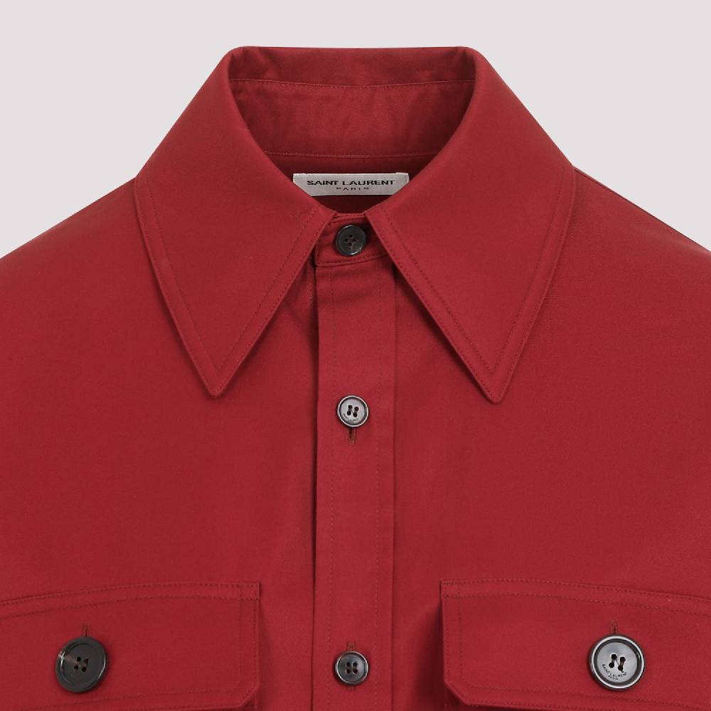 SAINT LAURENT  Camicia Rossa di Cotone Saint Laurent Donna In Linea