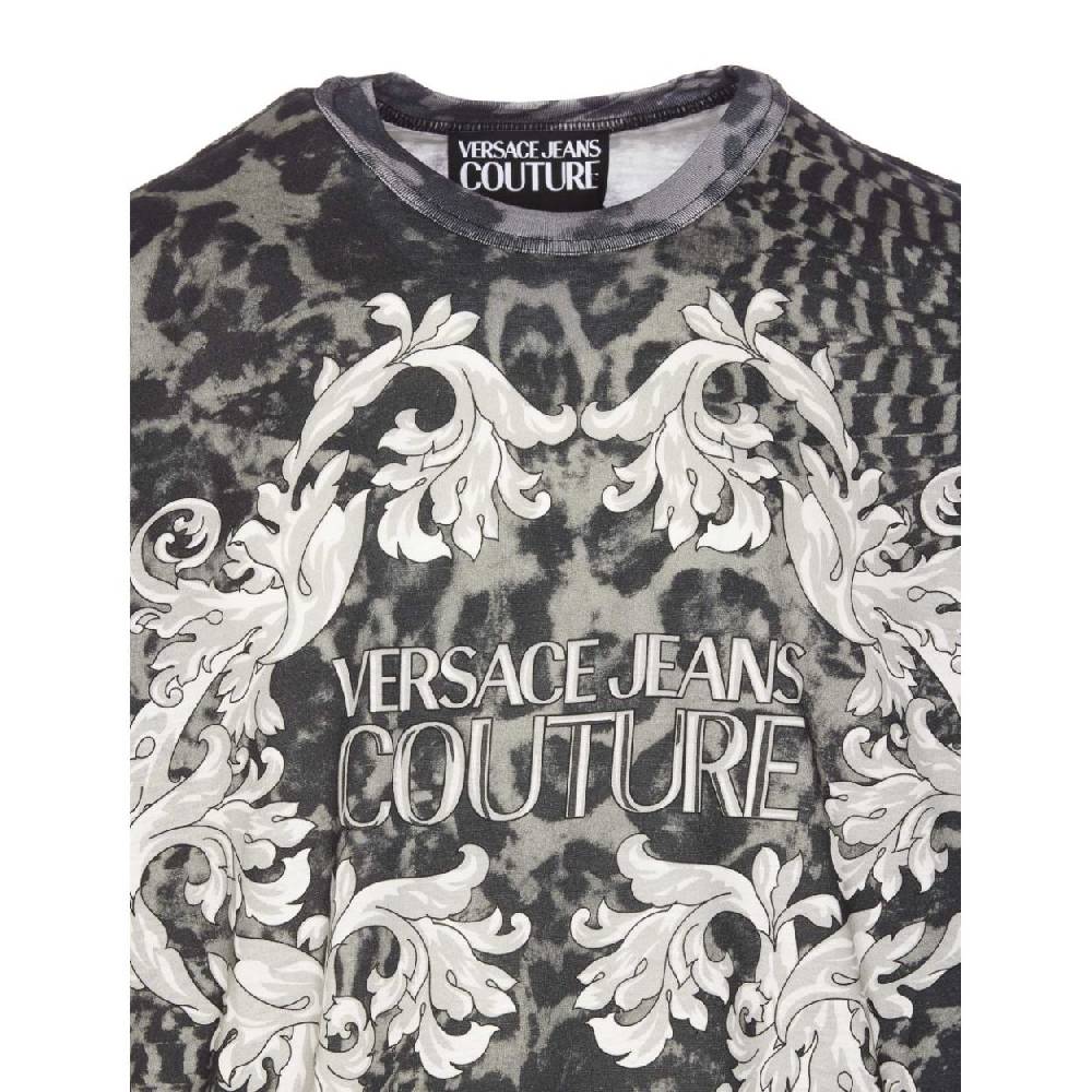 VERSACE JEANS COUTURE  T-Shirt Nera in Cotone Versace Jeans Couture Uomo Soddisfazione Garantita