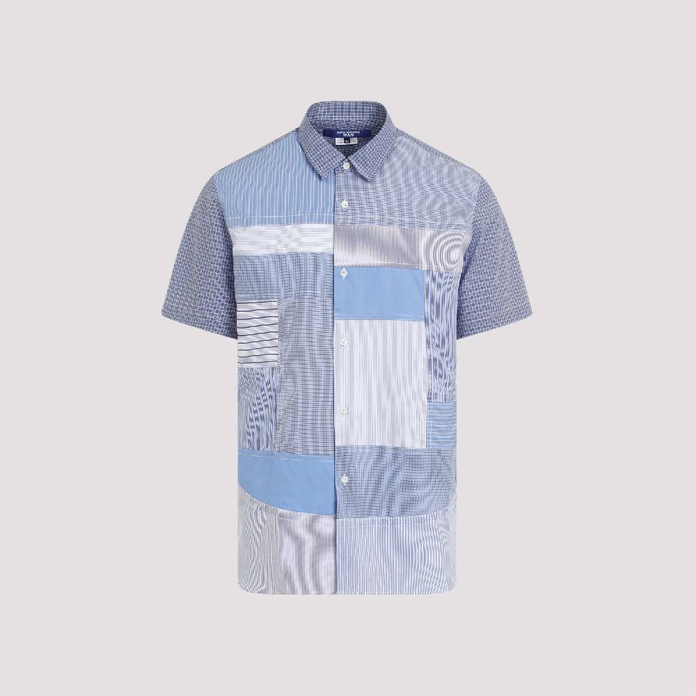 JUNYA WATANABE  Camicia Patchwork Blu in Cotone da Uomo Junya Watanabe Consegna Veloce