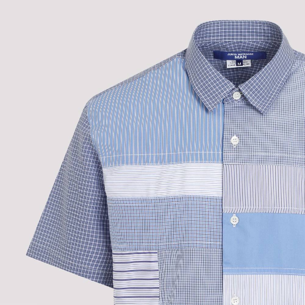 JUNYA WATANABE  Camicia Patchwork Blu in Cotone da Uomo Junya Watanabe Consegna Veloce