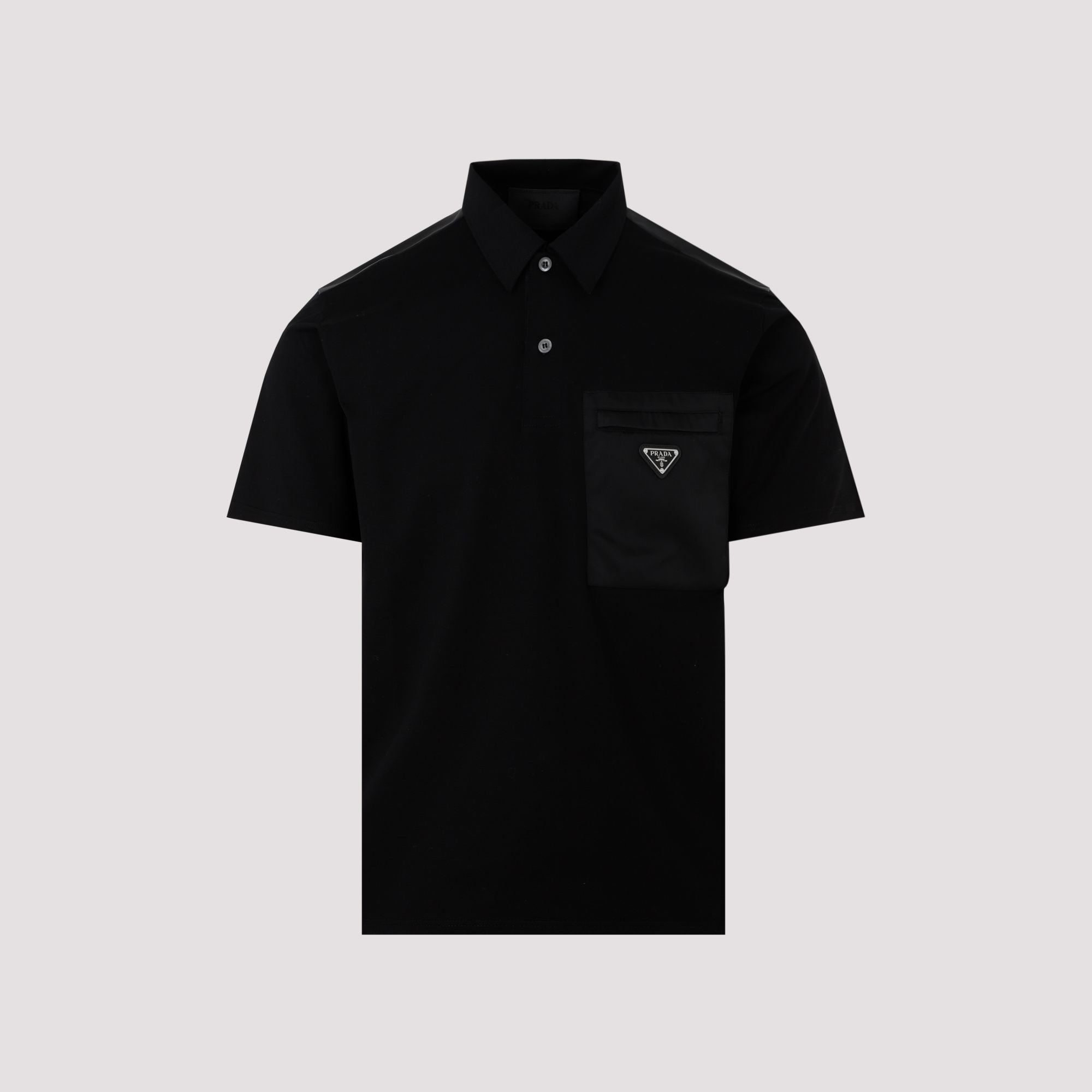 PRADA  Polo Prada in Cotone Nero - Colletto Classico & Logo Promozione Limitata