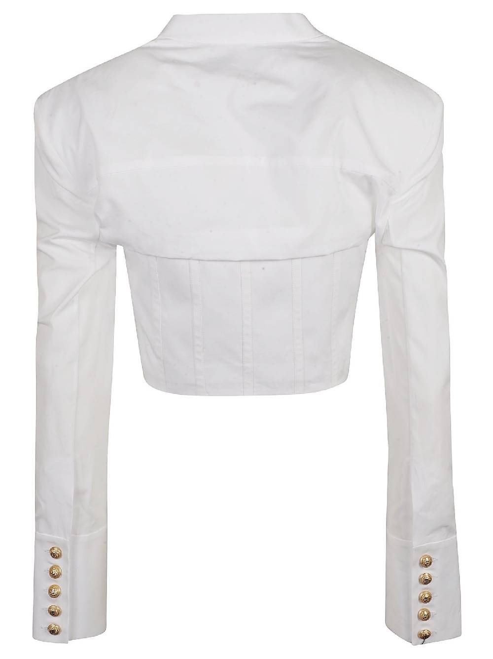 BALMAIN  Camicia Corta di Cotone Bianca BALMAIN da Donna Offerta migliore