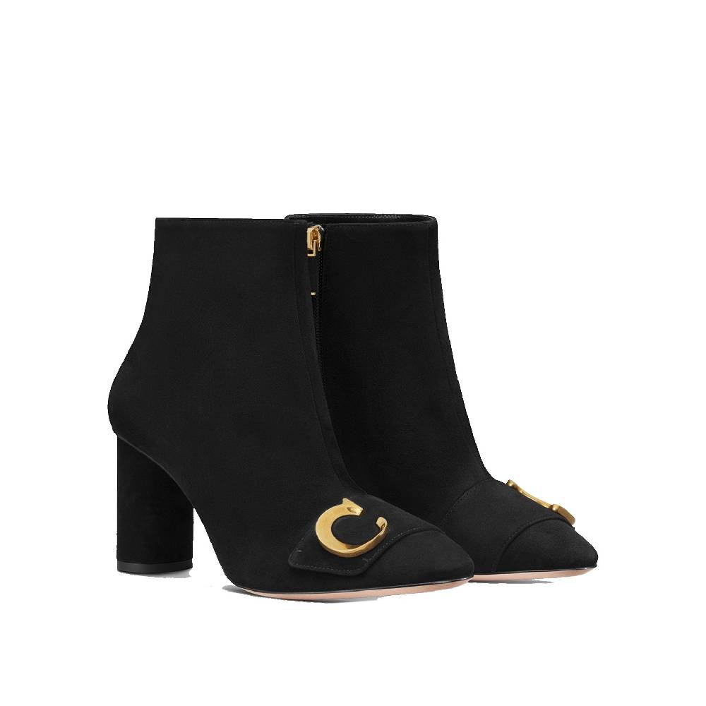 DIOR  Stivaletti Neri in Pelle di Vitello DIOR con Dettagli CD Oro Online Outlet