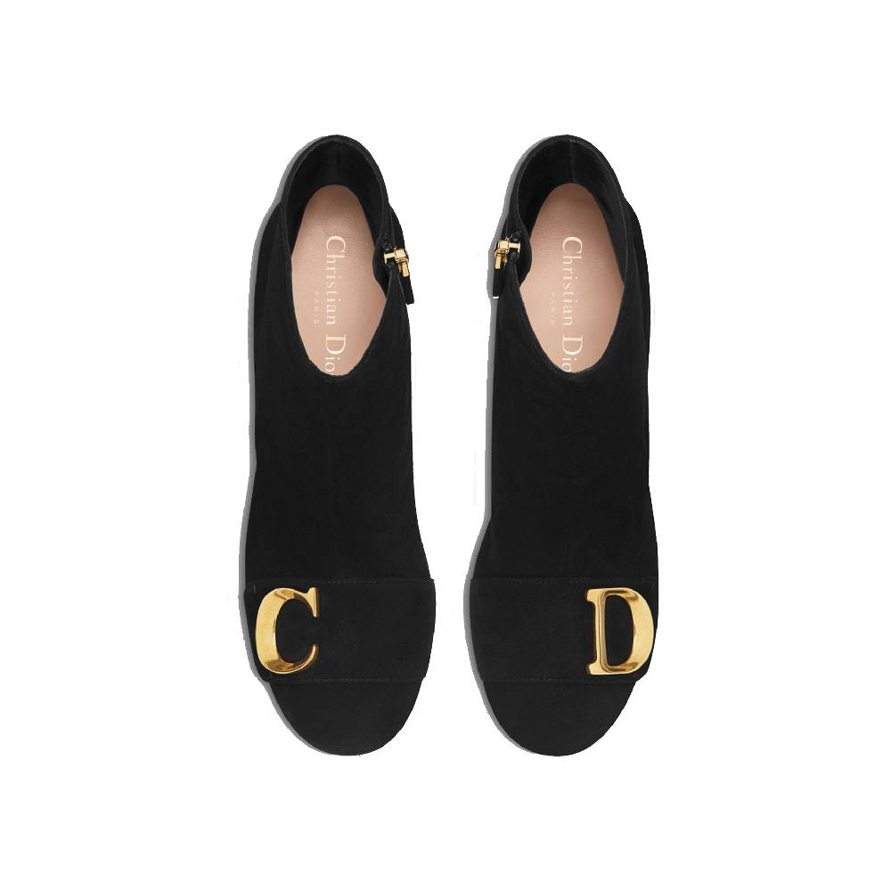 DIOR  Stivaletti Neri in Pelle di Vitello DIOR con Dettagli CD Oro Online Outlet