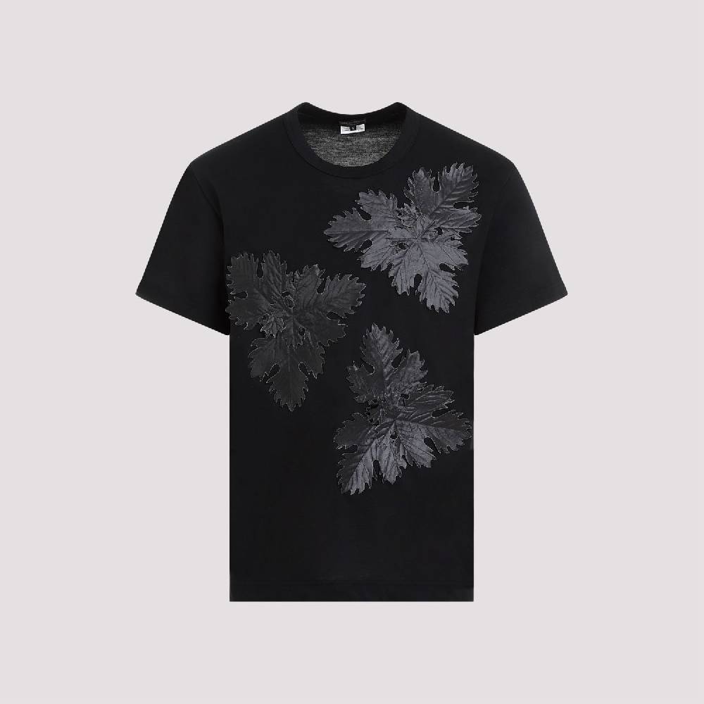 COMME DES GARÇONS  T-Shirt Comme Des Garçons Nero Stampa Foglia Poliestere - Uomo Italy