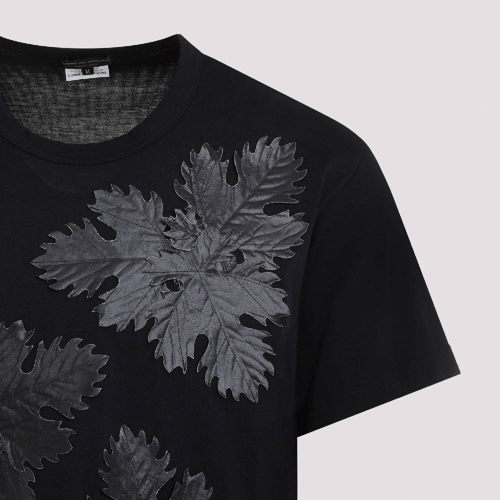 COMME DES GARÇONS  T-Shirt Comme Des Garçons Nero Stampa Foglia Poliestere - Uomo Italy
