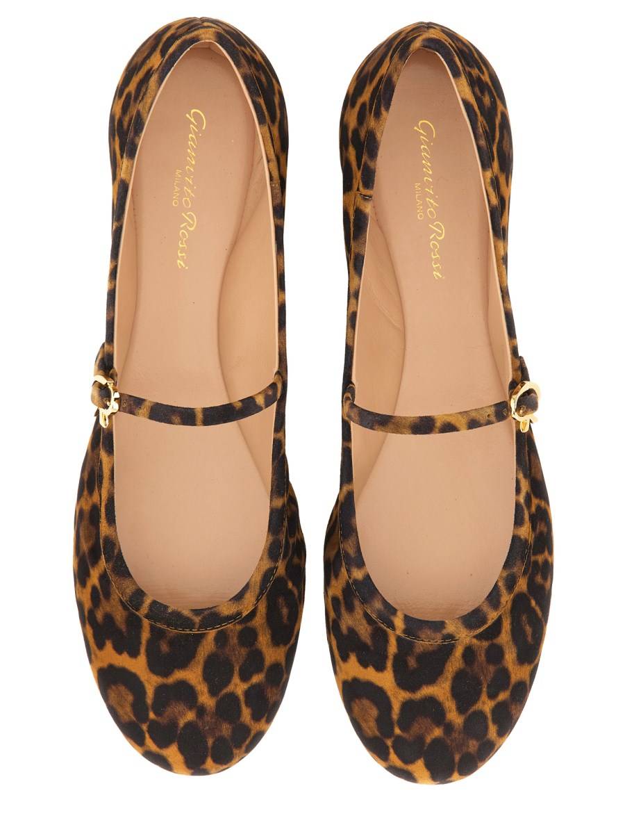 GIANVITO ROSSI BALLERINA CARLA IN SUEDE STAMPA LEOPARD Shopping Online
