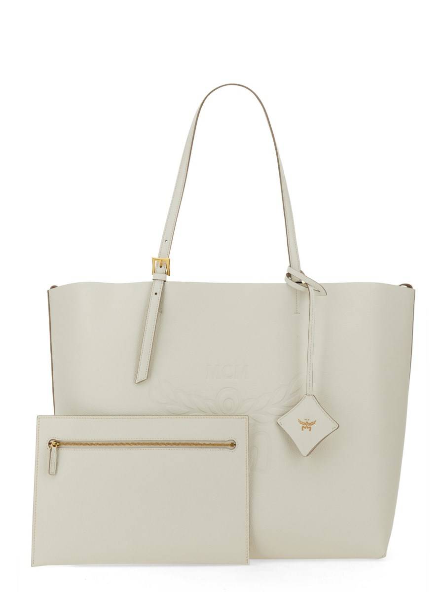 MCM BORSA SHOPPING "HIMMEL" LARGE IN PELLE CON LOGO IN RILIEVO Italia