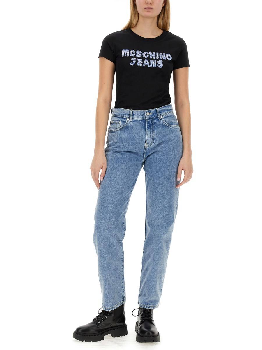 MOSCHINO JEANS PANTALONE BOYFRIEND IN DENIM RICICLATO Fino Al -60%