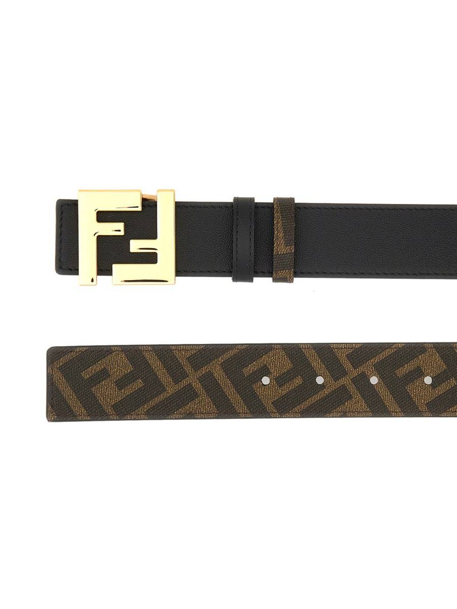 FENDI CINTURA IN PELLE REVERSIBILE CON LOGO Sottocosto