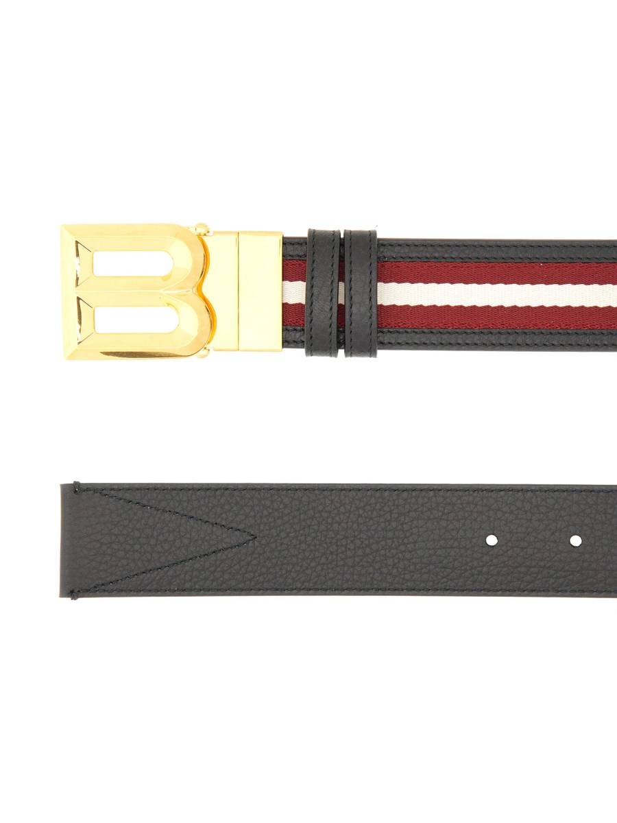 BALLY CINTURA "B BOLD" IN TESSUTO E PELLE In Vendita