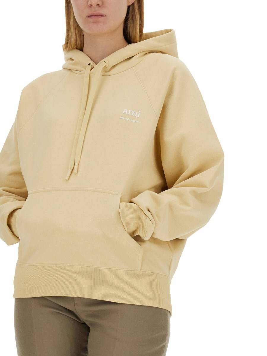 AMI PARIS FELPA IN COTONE CON LOGO Nuova