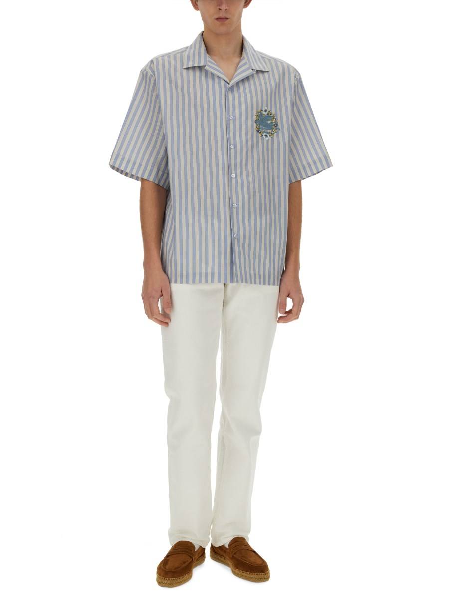 ETRO CAMICIA BOWLING A RIGHE CON LOGO RCAMATO 2025