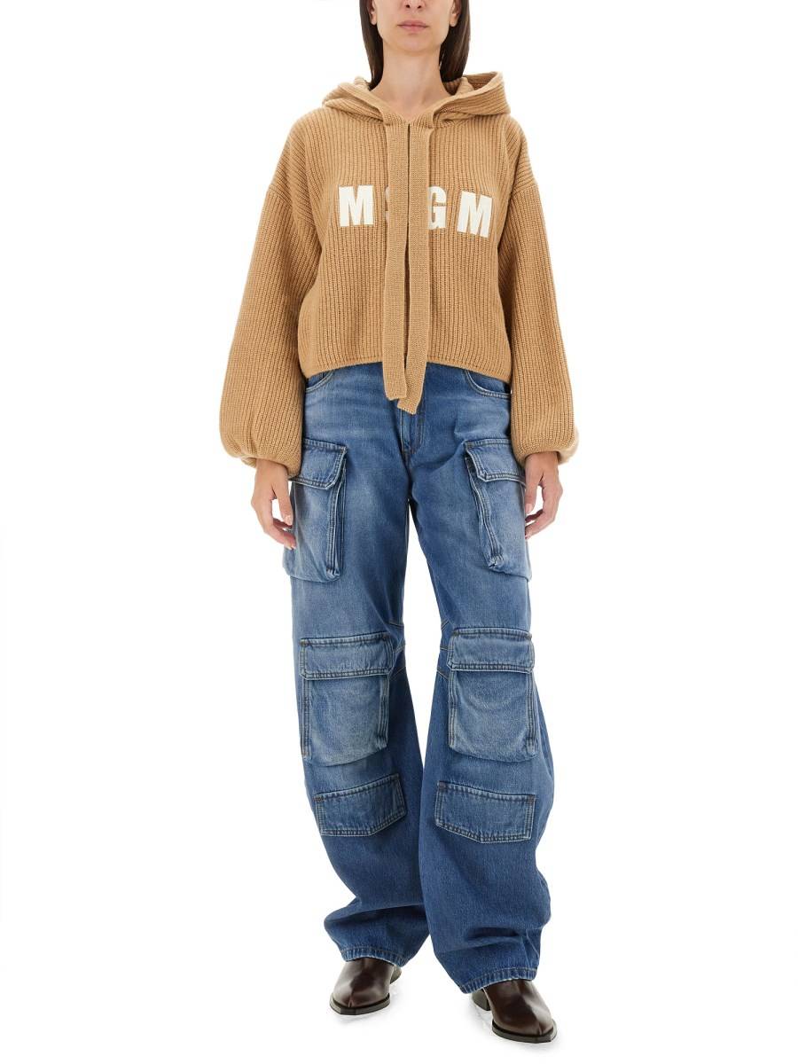 MSGM FELPA IN MAGLIA DI LANA CON LOGO Presa