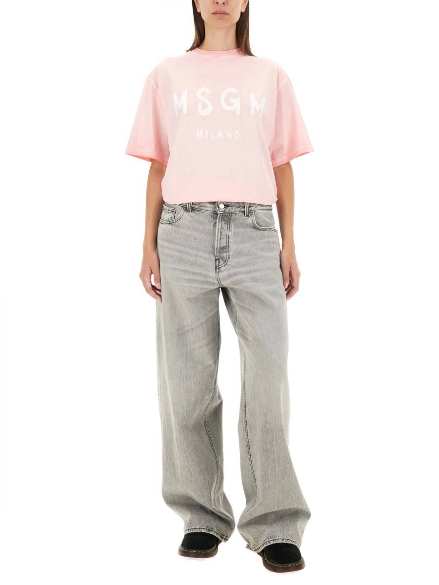 MSGM T-SHIRT IN JERSEY DI COTONE CON STAMPA LOGO Sconto