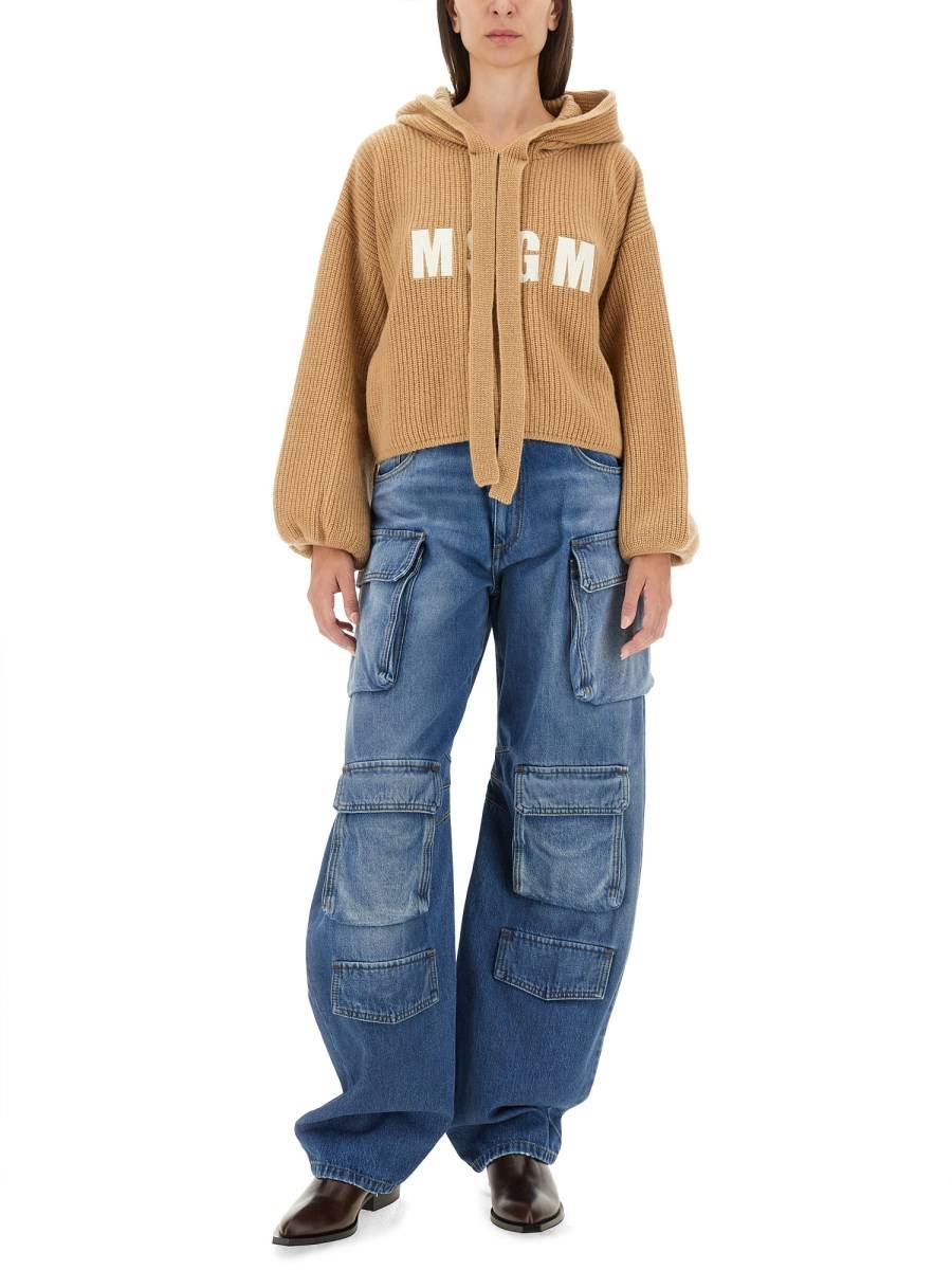 MSGM JEANS CARGO IN DENIM DI COTONE In Saldo