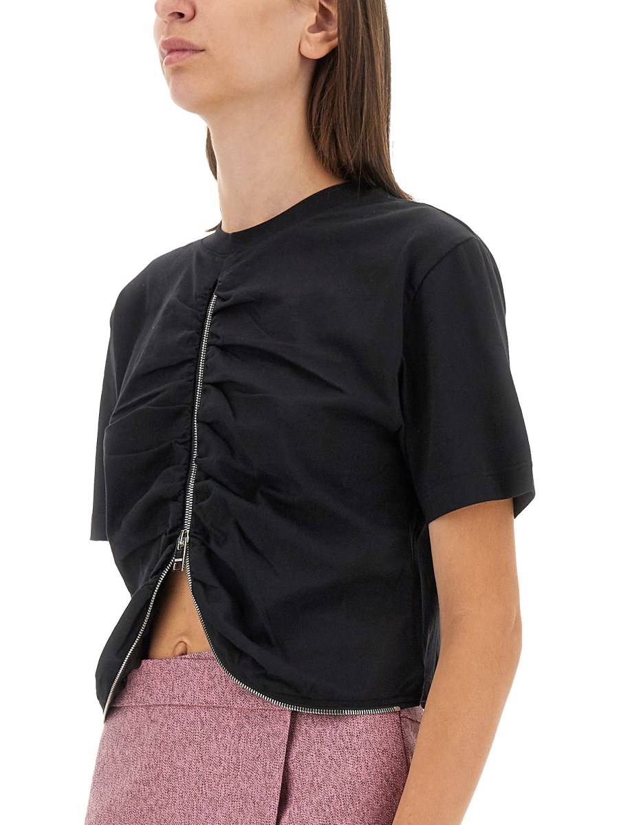 MSGM T-SHIRT IN JERSEY DI COTONE CON ZIP Vendita