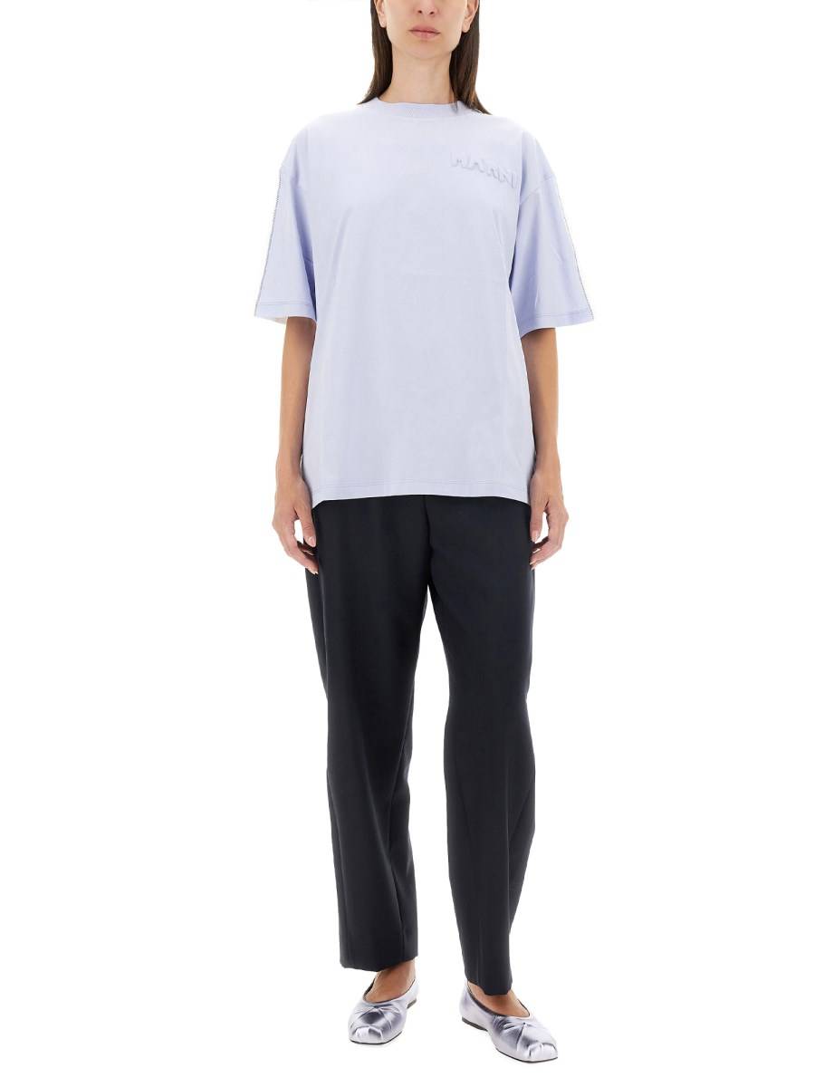 MARNI T-SHIRT IN JERSEY DI COTONE CON STAMPA LOGO Presa
