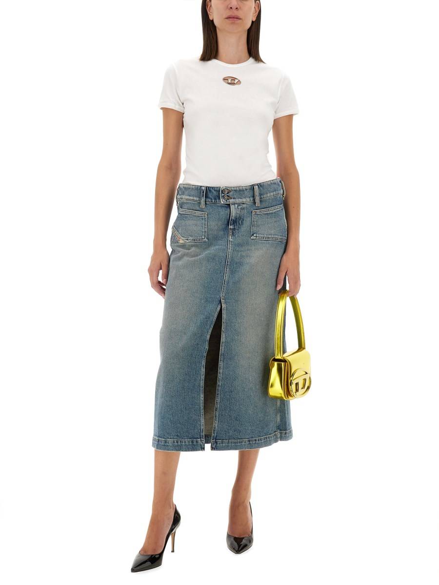 DIESEL GONNA MIDI IN DENIM DI COTONE Promozione Limitata