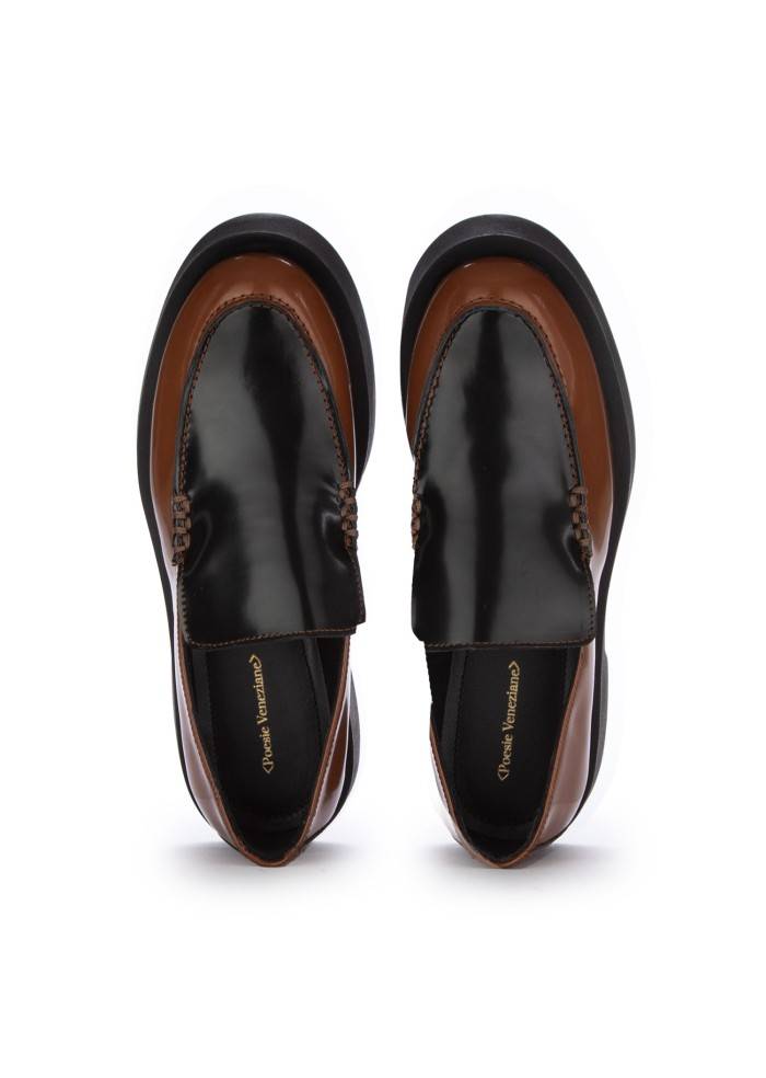 POESIE VENEZIANE | MOCASSINI SUOLA SPESSA ABRASIVATO MARRONE NERO Moda