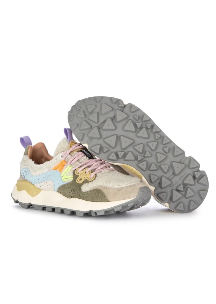 FLOWER MOUNTAIN | SNEAKERS YAMANO 3 SUEDE TEDDY BEIGE VERDE Promozione