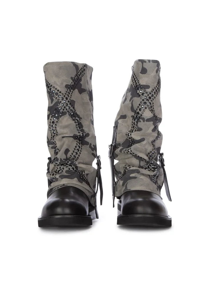 JUICE | STIVALI CAMO MILITARE GRIGIO NERO Offerte