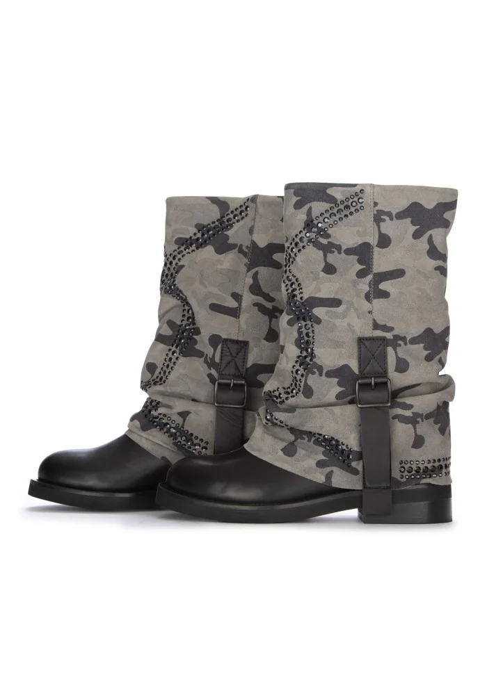 JUICE | STIVALI CAMO MILITARE GRIGIO NERO Offerte