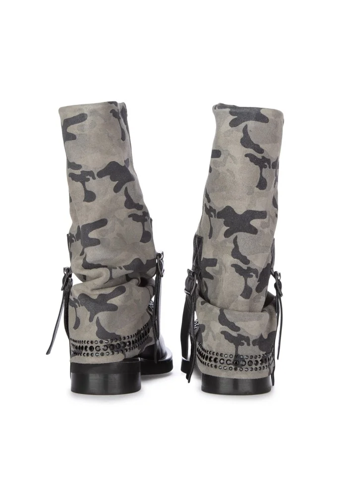 JUICE | STIVALI CAMO MILITARE GRIGIO NERO Offerte