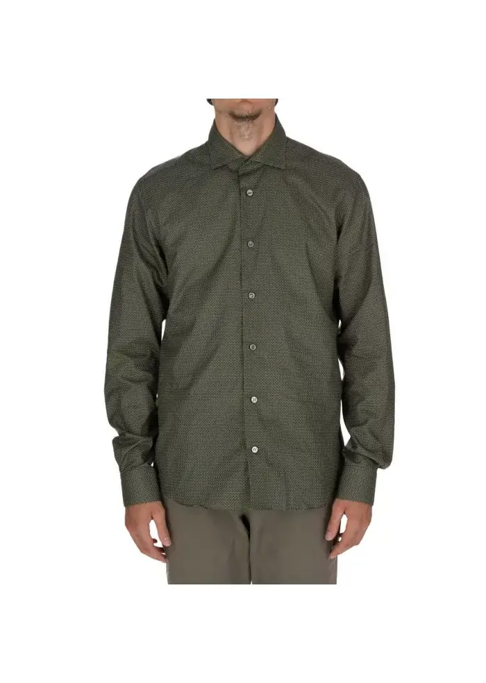 MASTRICAMICIAI | CAMICIA LUCA COTONE MICRO PATTERN VERDE Negozi Online