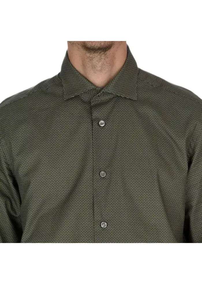 MASTRICAMICIAI | CAMICIA LUCA COTONE MICRO PATTERN VERDE Negozi Online