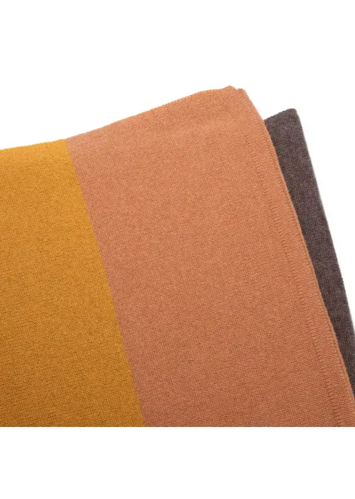 RIVIERA CASHMERE | SCIARPA RIGHE LARGHE GIALLO MARRONE In Vendita