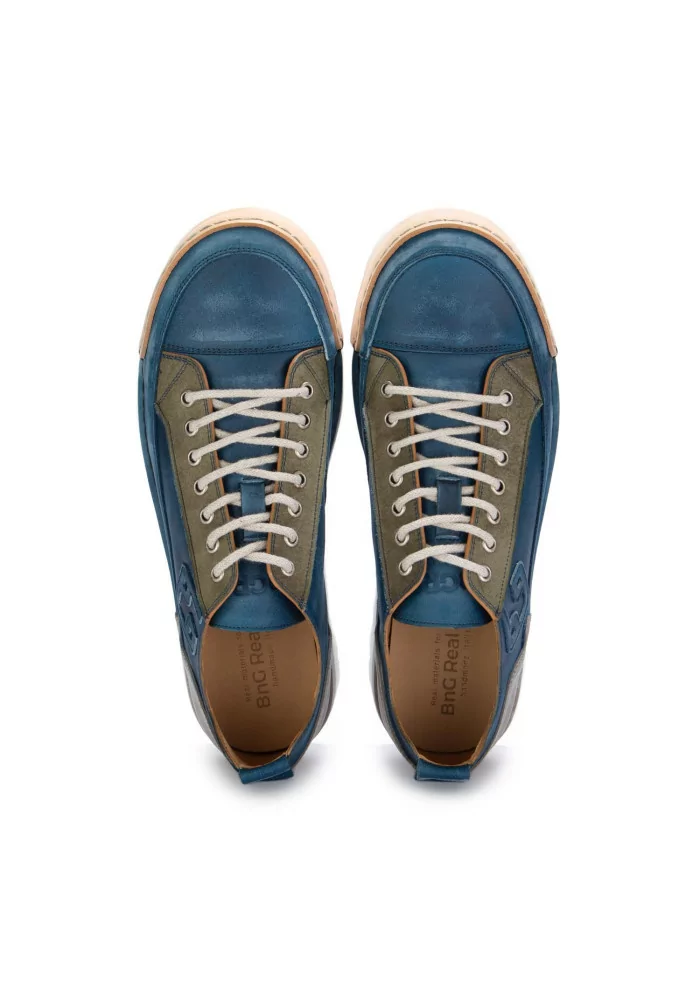 BNG REAL SHOES | SNEAKERS LA PATCH PELLE BLU JEANS Presa