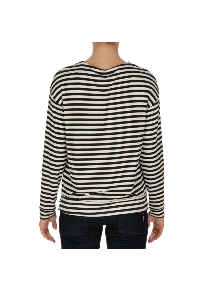 NOUMENO CONCEPT | MAGLIETTA LUNGA A RIGHE NERO BIANCO PANNA Shopping Online