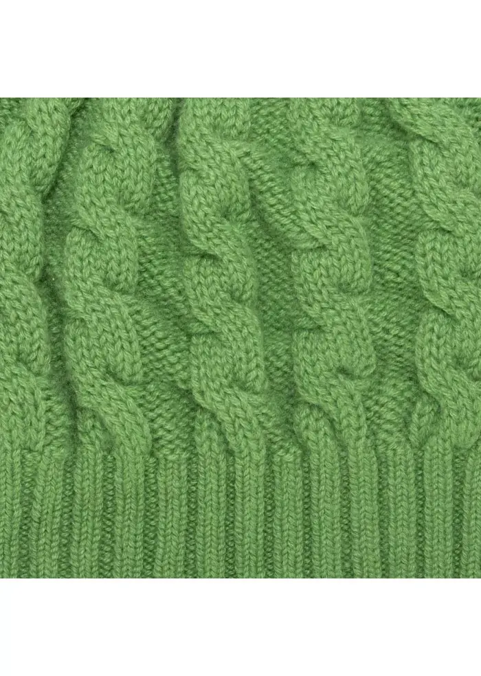 RIVIERA CASHMERE | BERRETTO TRECCIA VERDE Prezzo Ridotto